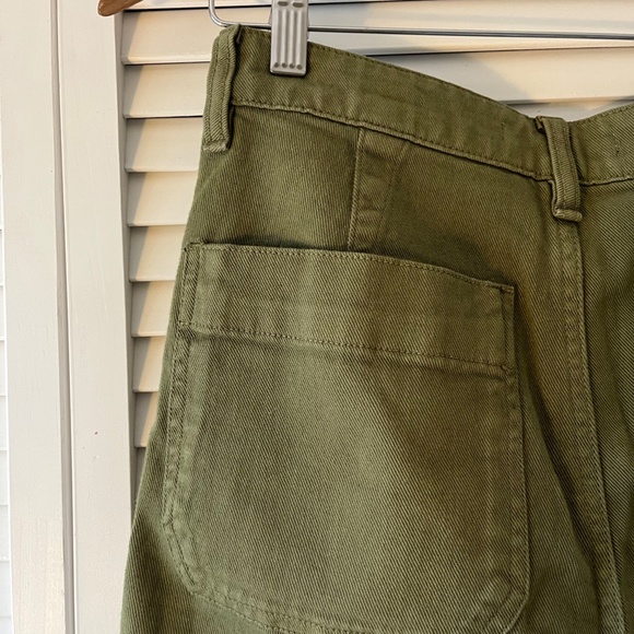 Quince Stretch Cotton Twill Wide-Leg Crop Pant in Olive, Size 29 - Picture 6 of 7